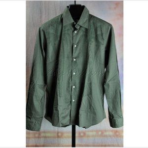 New with tag ETRO Olive Green Palm Paisley Art Print Cotton Shirt Large